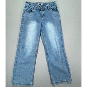 Disclosure Angel Wing Graphic Wide Leg Jeans Womens 5/27 Blue Denim